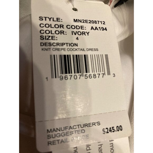 Aidan Mattox Ivory Mini Cocktail Dress with Feather Trim Cuffs - Women's Size 4 - Picture 4 of 5